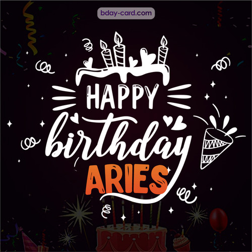Black Happy Birthday cards for Aries