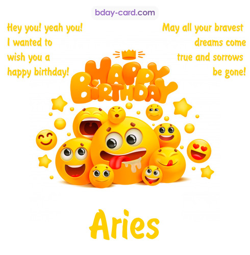 Happy Birthday images for Aries with Emoticons