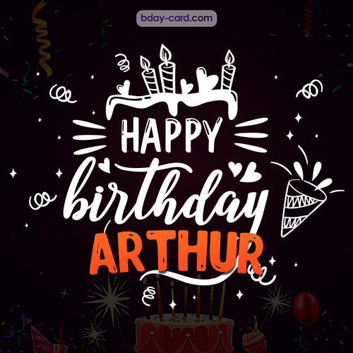 Black Happy Birthday cards for Arthur