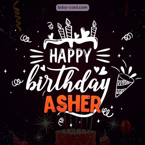 Black Happy Birthday cards for Asher