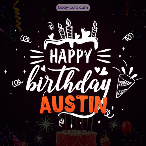 Black Happy Birthday cards for Austin