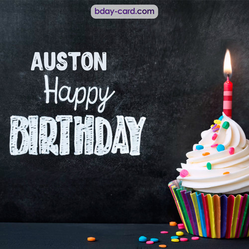 Happy Birthday images for Auston with Cupcake
