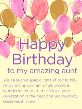 To my Amazing Aunt Happy Birday Wishes Card Birday