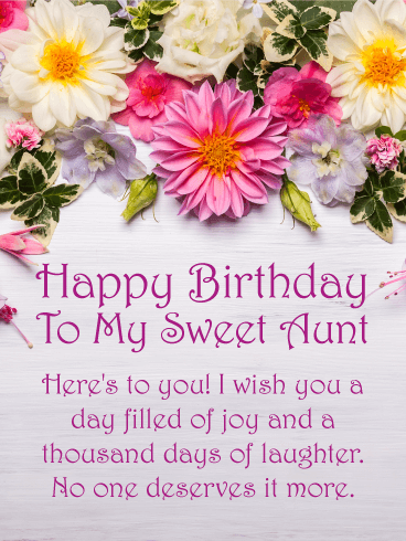 Heres to You Happy Birday Card for Aunt Birday amp Greeting