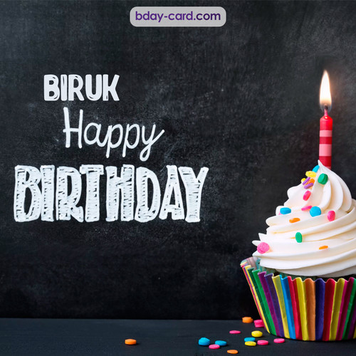Happy Birthday images for Biruk with Cupcake