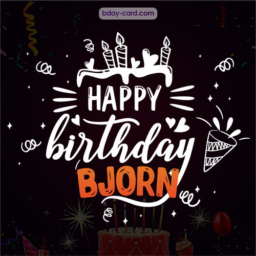 Black Happy Birthday cards for Bjorn