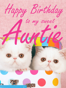 Fluffy Cat Happy Birday Card for Aunt Birday amp Greeting