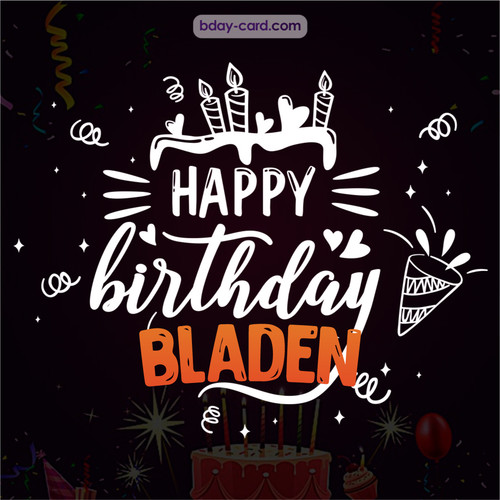 Black Happy Birthday cards for Bladen