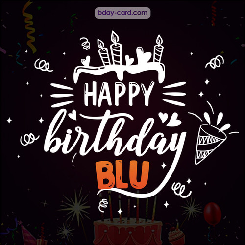 Black Happy Birthday cards for Blu