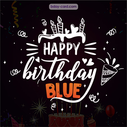 Black Happy Birthday cards for Blue
