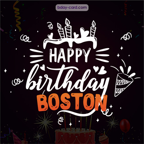 Black Happy Birthday cards for Boston