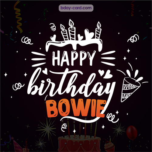 Black Happy Birthday cards for Bowie