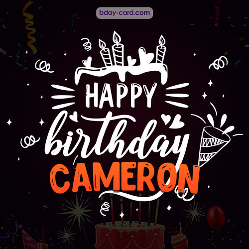 Black Happy Birthday cards for Cameron
