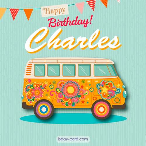 Happiest birthday pictures for Charles with hippie bus