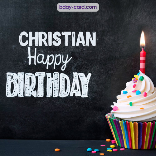 Happy Birthday images for Christian with Cupcake