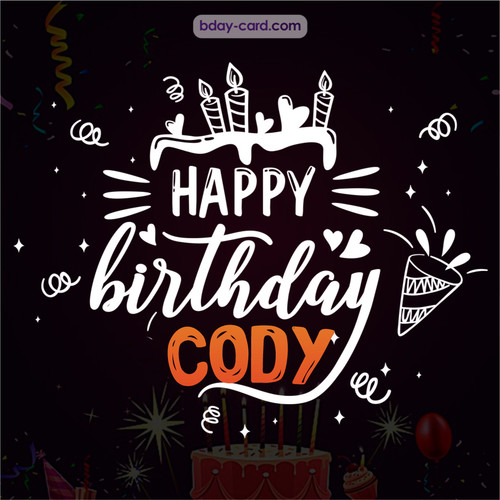 Black Happy Birthday cards for Cody