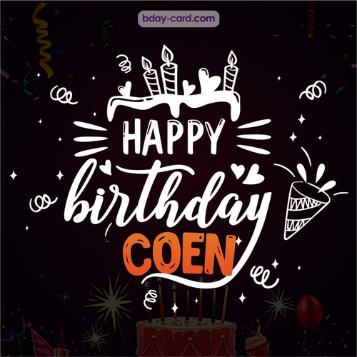 Black Happy Birthday cards for Coen