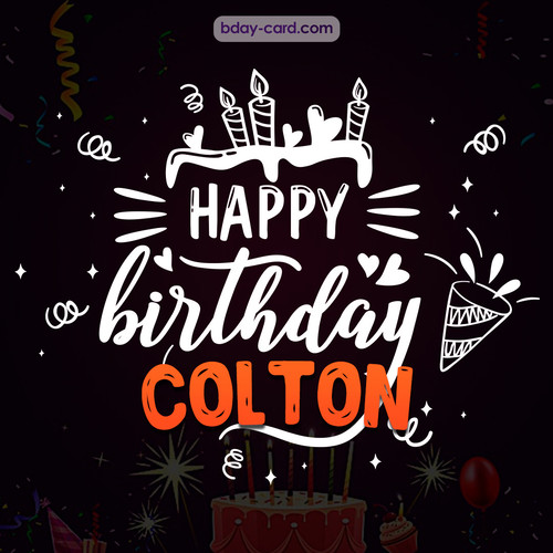 Black Happy Birthday cards for Colton
