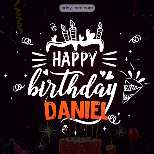 Black Happy Birthday cards for Daniel