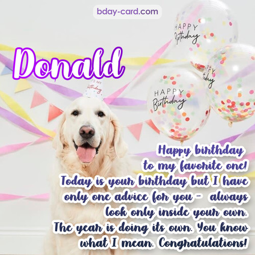 Happy Birthday pics for Donald with Dog