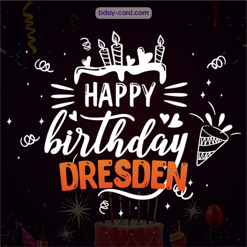 Black Happy Birthday cards for Dresden