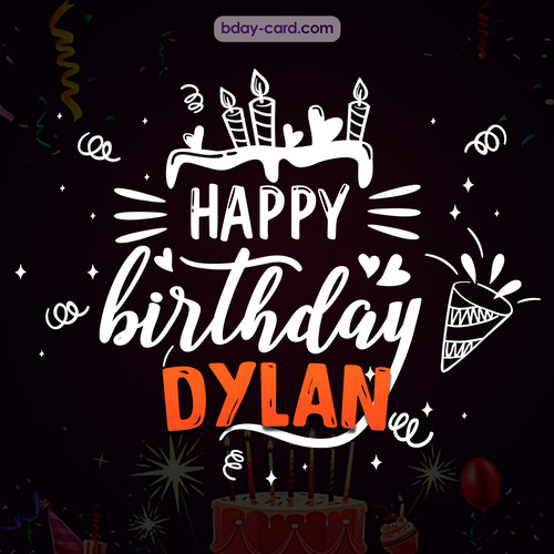 Black Happy Birthday cards for Dylan