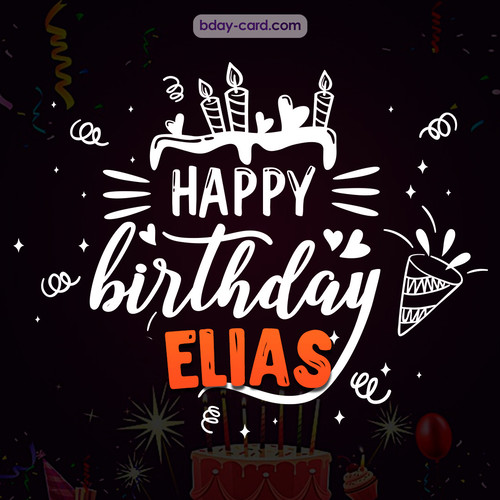Black Happy Birthday cards for Elias