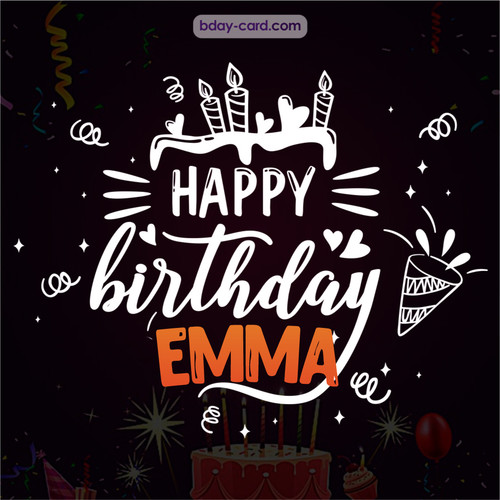 Black Happy Birthday cards for Emma