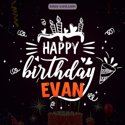 Black Happy Birthday cards for Evan