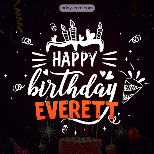 Black Happy Birthday cards for Everett