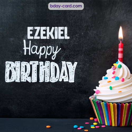 Happy Birthday images for Ezekiel with Cupcake