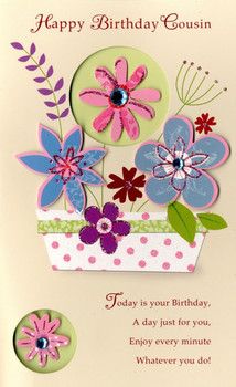 Happy Birday Cousin Embellished Greeting Card Cards Love ...