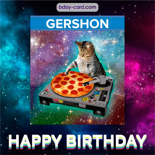Meme with a cat for Gershon - Happy Birthday