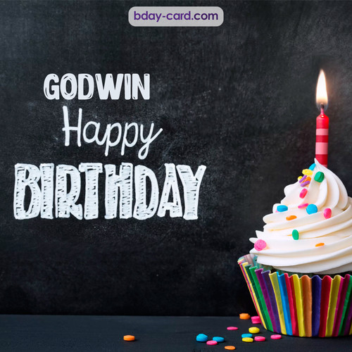 Happy Birthday images for Godwin with Cupcake