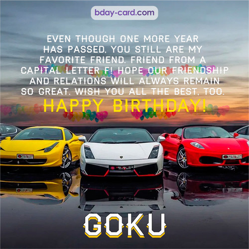 Birthday pics for Goku with Sports cars