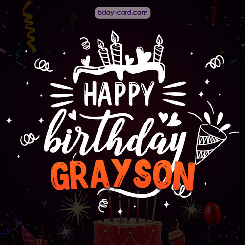 Black Happy Birthday cards for Grayson