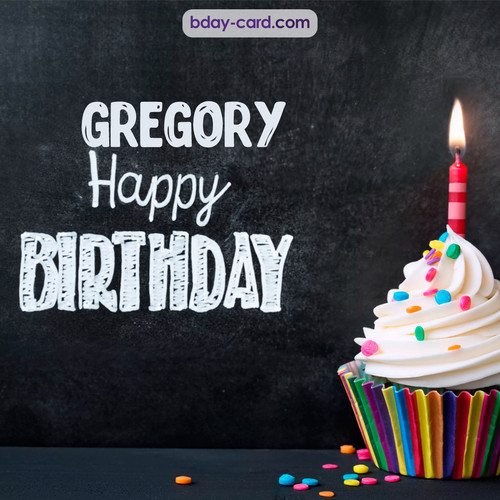 Happy Birthday images for Gregory with Cupcake