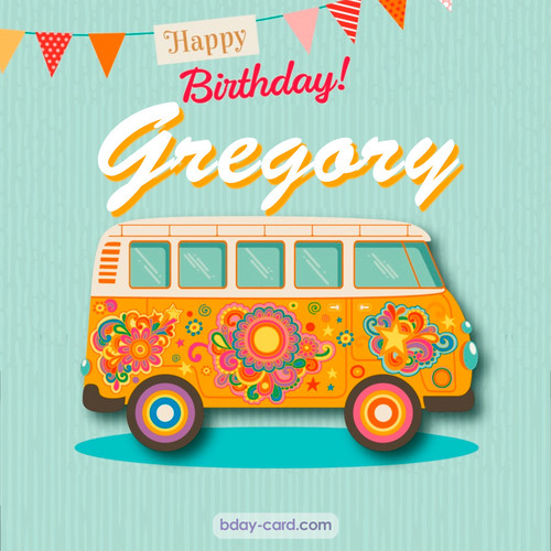 Happiest birthday pictures for Gregory with hippie bus