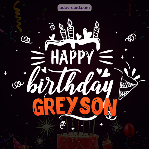 Black Happy Birthday cards for Greyson