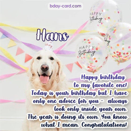 Happy Birthday pics for Hans with Dog