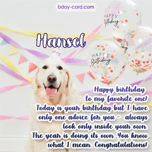 Happy Birthday pics for Hansel with Dog