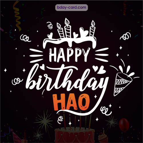 Black Happy Birthday cards for Hao