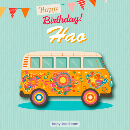 Happiest birthday pictures for Hao with hippie bus