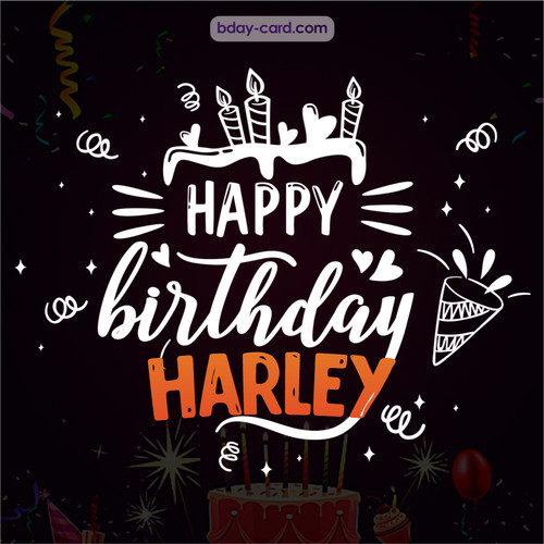 Black Happy Birthday cards for Harley