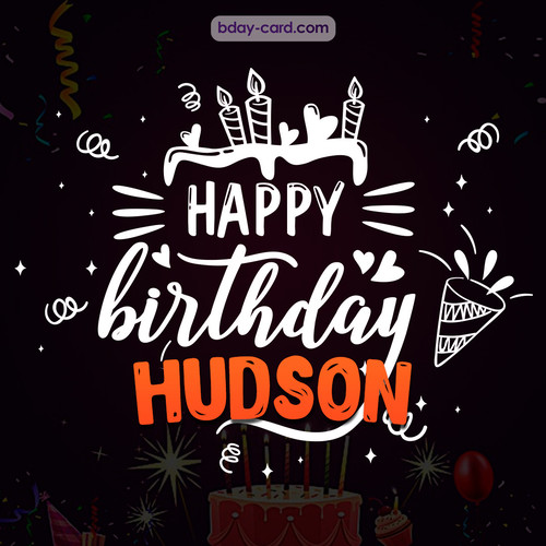 Black Happy Birthday cards for Hudson