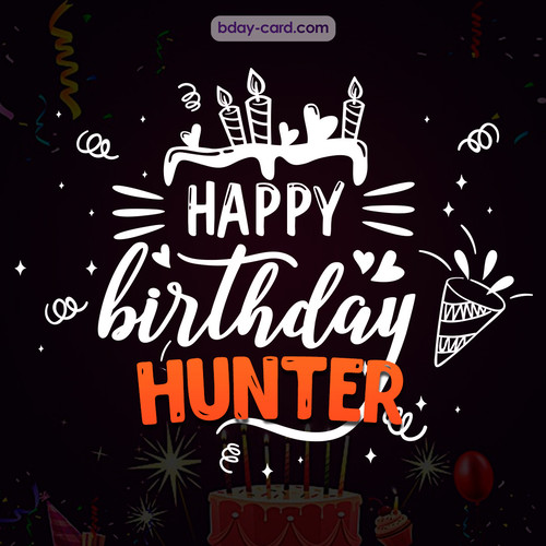 Black Happy Birthday cards for Hunter