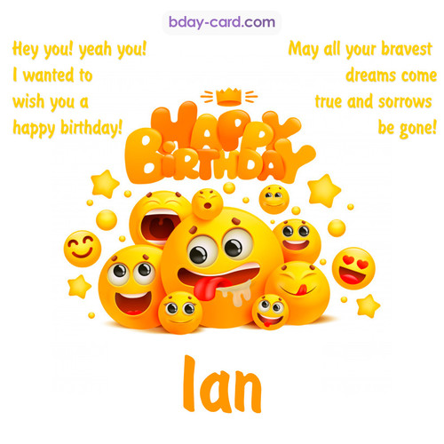 Happy Birthday images for Ian with Emoticons