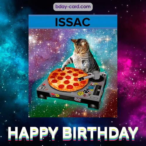 Meme with a cat for Issac - Happy Birthday