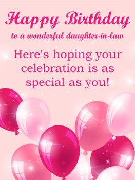 Pink Balloon Happy Birday Card for Daughter in Law Birday