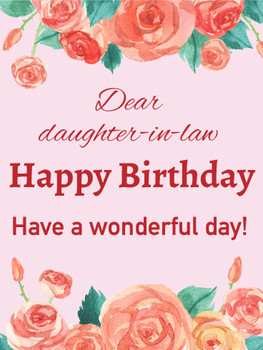 Rose Happy Birday Card for Daughter in Law Birday amp Gre...